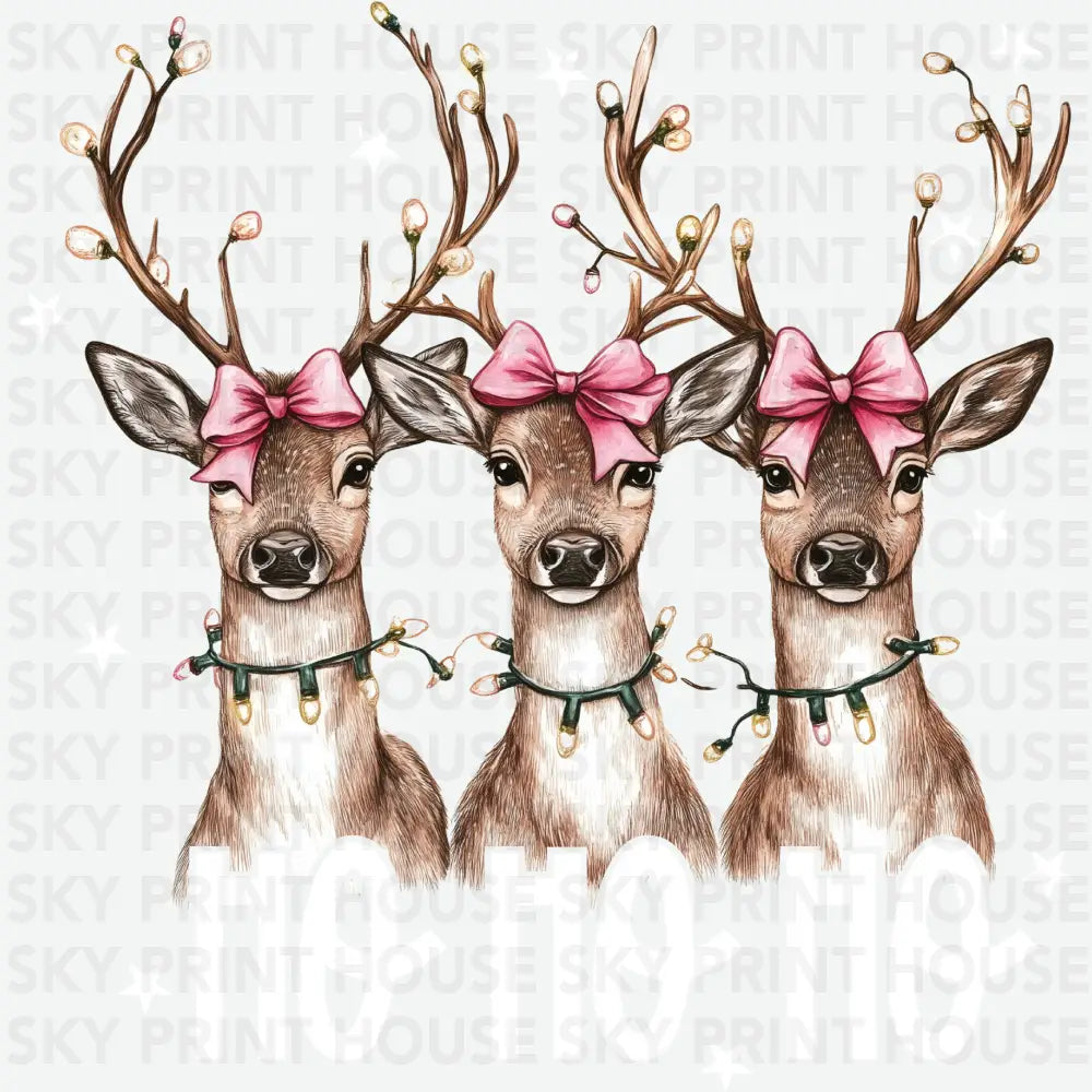 Christmas Reindeer Ho Ho Ho - Christmas Ready to Press DTF Transfer