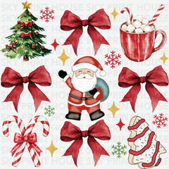Christmas Santa Bow - Christmas Ready to Press DTF Transfer
