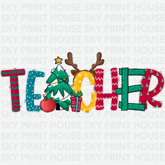 Christmas Teacher - Christmas Ready to Press DTF Transfer