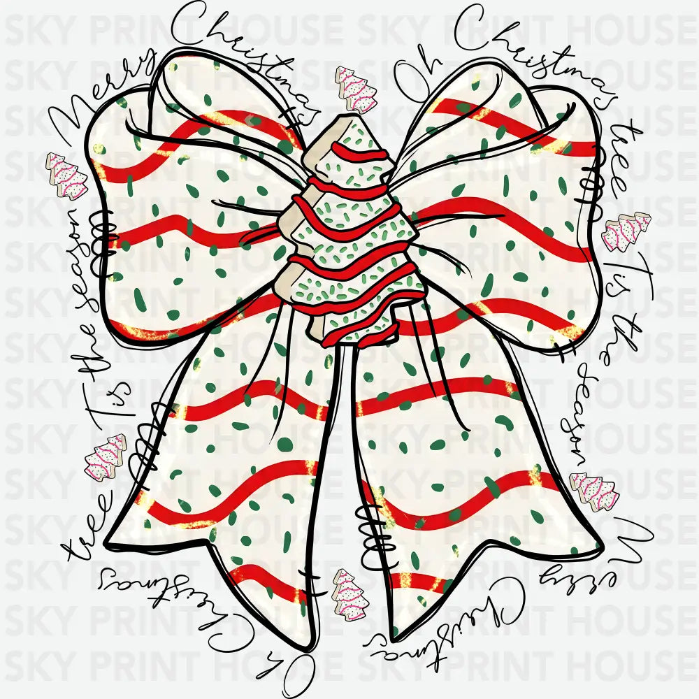 Christmas Tree Cakes Bow - Christmas Ready to Press DTF Transfer
