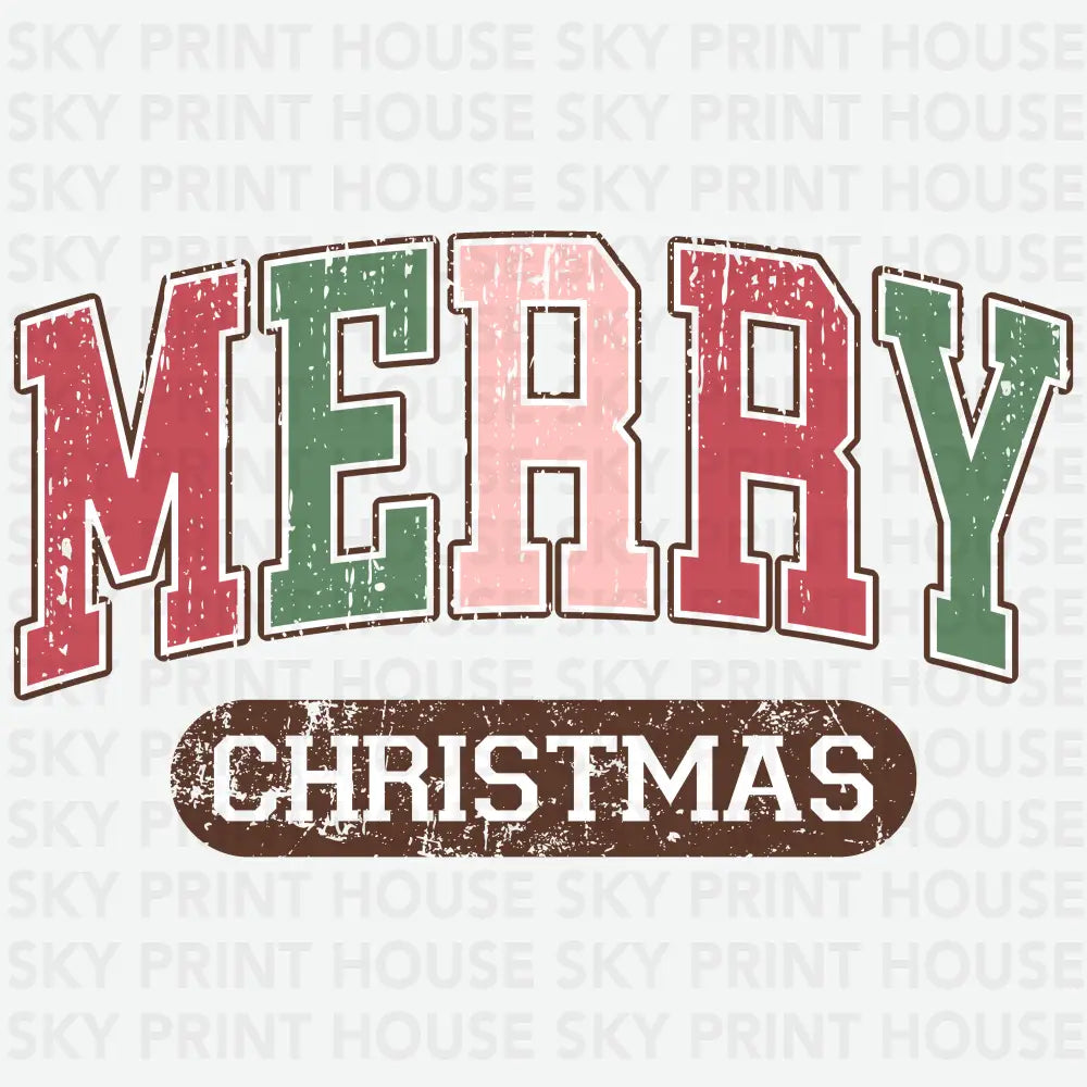 College Merry Christmas - Christmas Ready to Press DTF Transfer