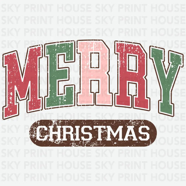 College Merry Christmas - Christmas Ready to Press DTF Transfer