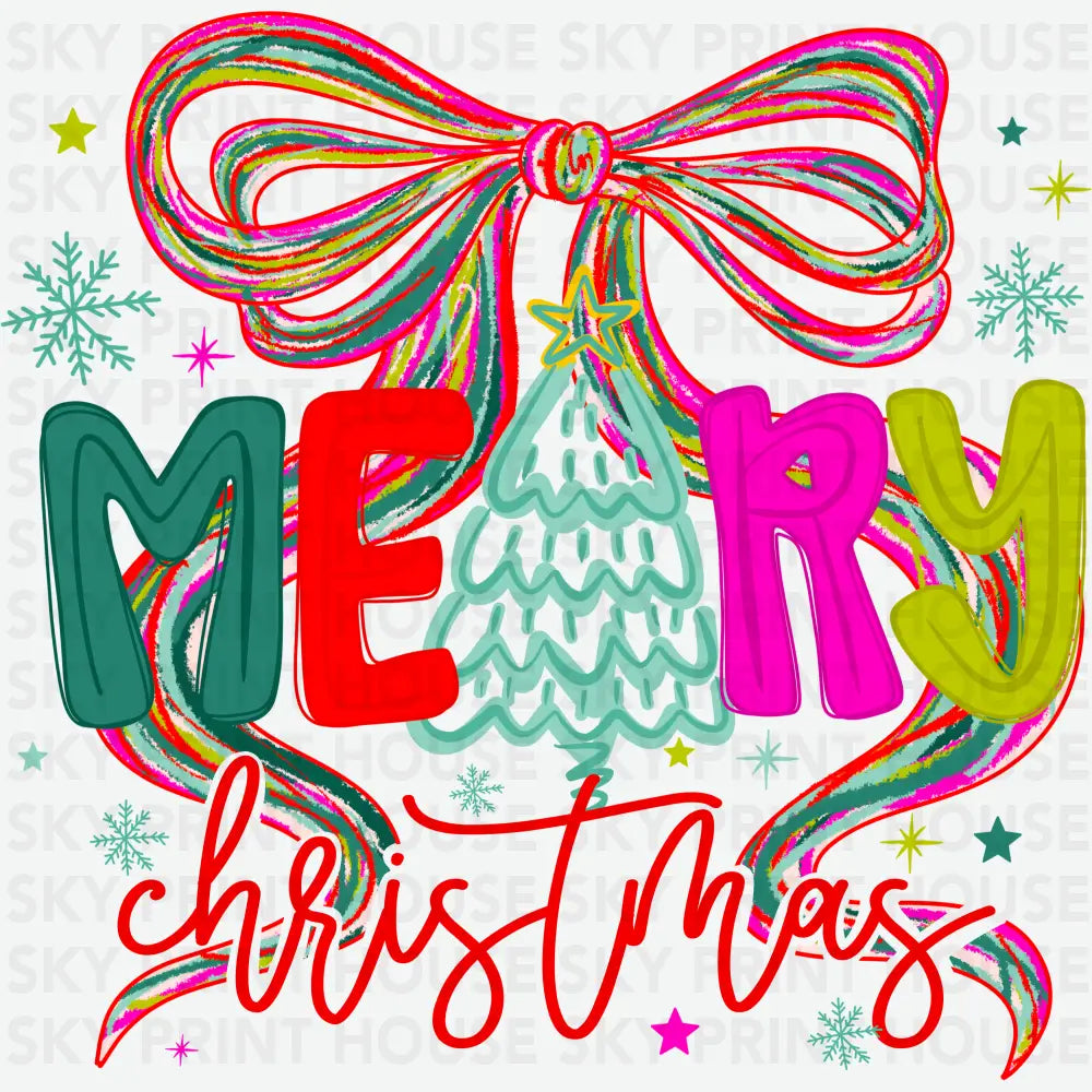 Colorful Merry Christmas - Ready to Press DTF Transfer