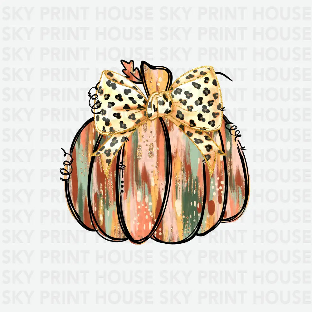 Colorful Pumpkin with Coquette Fall Ready to Press DTF Transfer