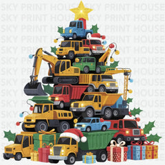 Construction Christmas Tree - Christmas Ready to Press DTF Transfer