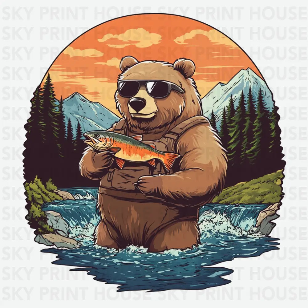 Cool Bear Fishing Fishing Ready to Press DTF Transfer