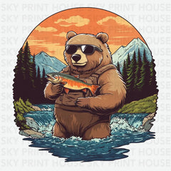 Cool Bear Fishing Fishing Ready to Press DTF Transfer