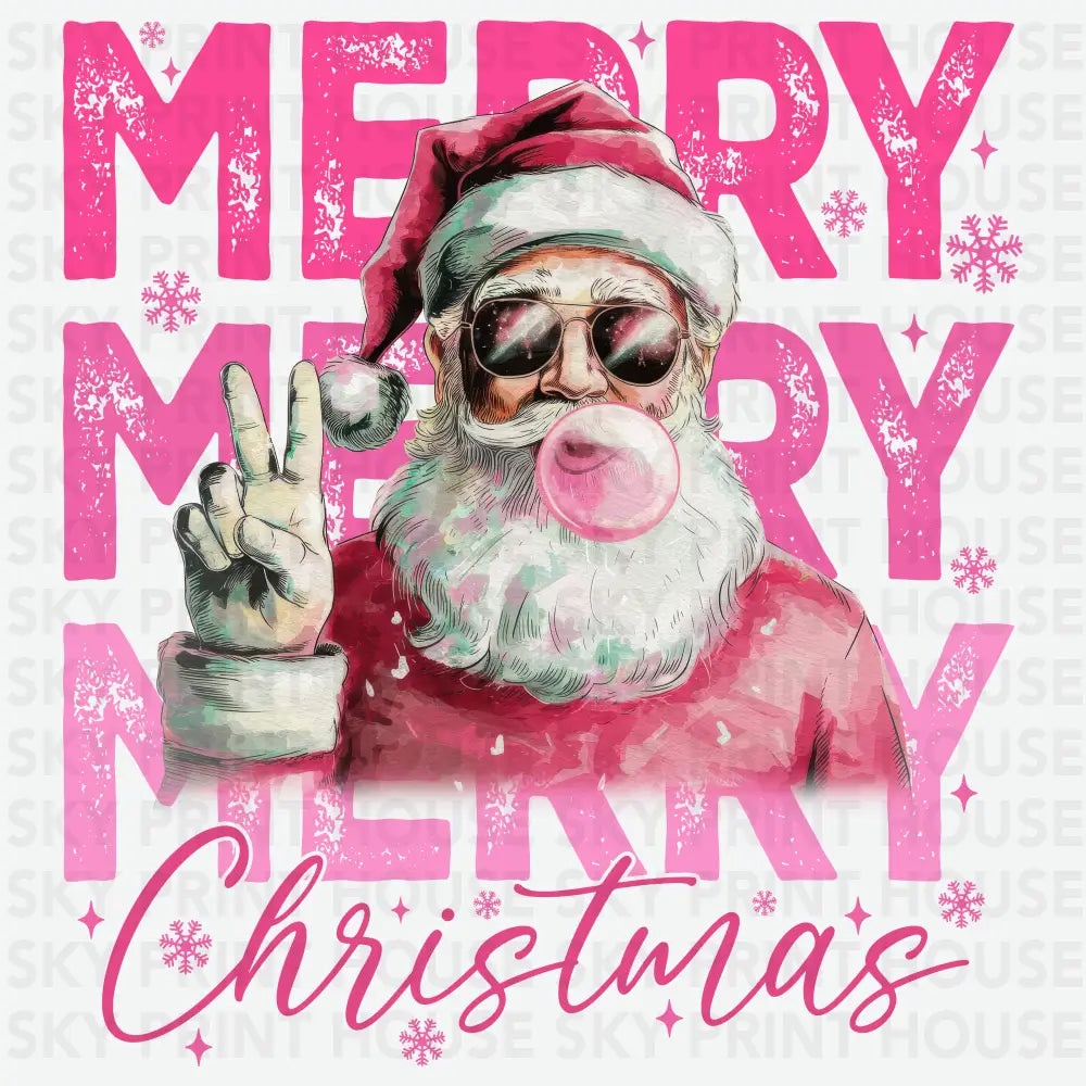 Cool Pink Santa - Christmas Ready to Press DTF Transfer