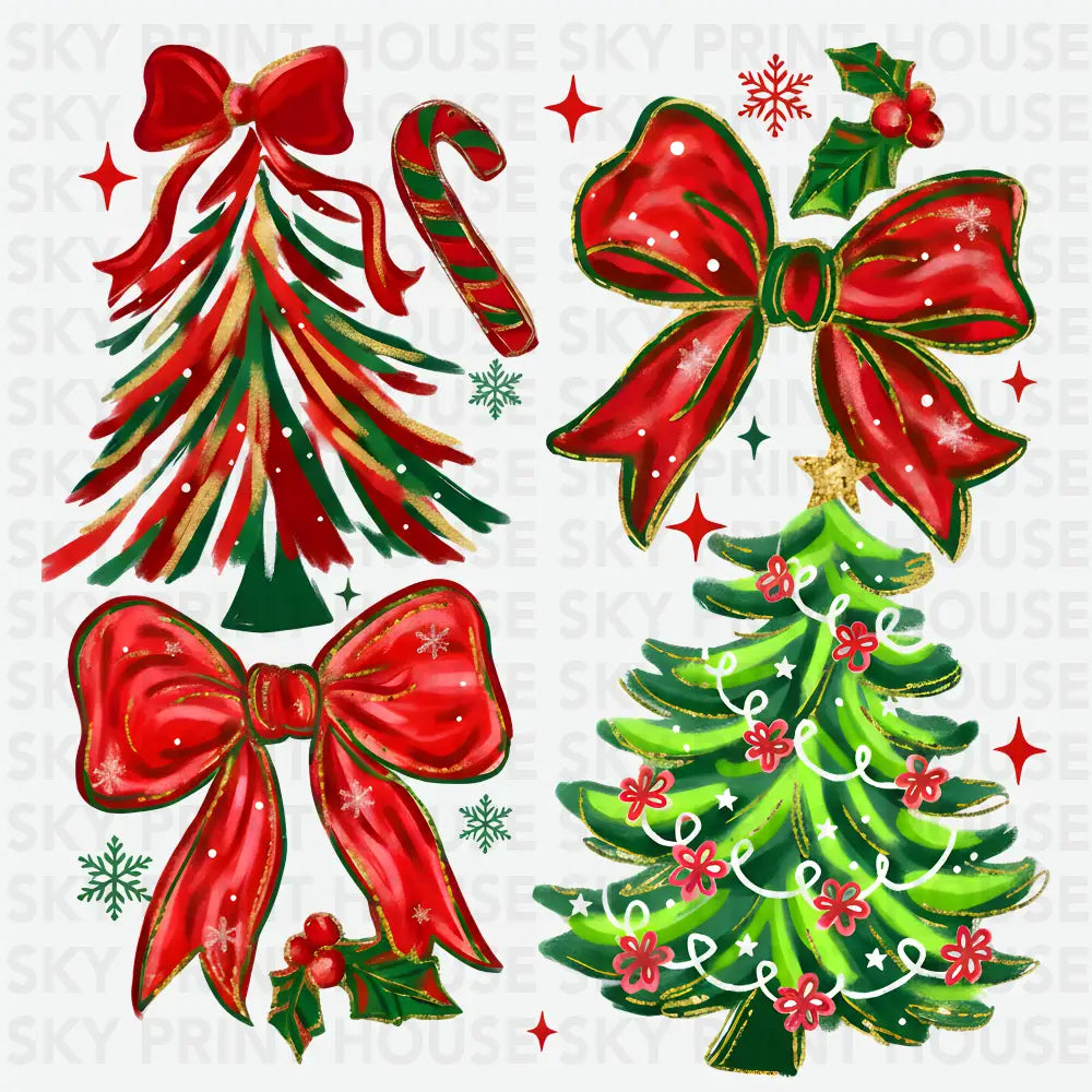 Coquette Christmas Bow - Christmas Ready to Press DTF Transfer