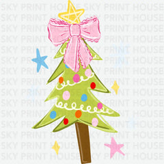 Coquette Christmas Tree Bow Design – Christmas Ready to Press DTF Transfer