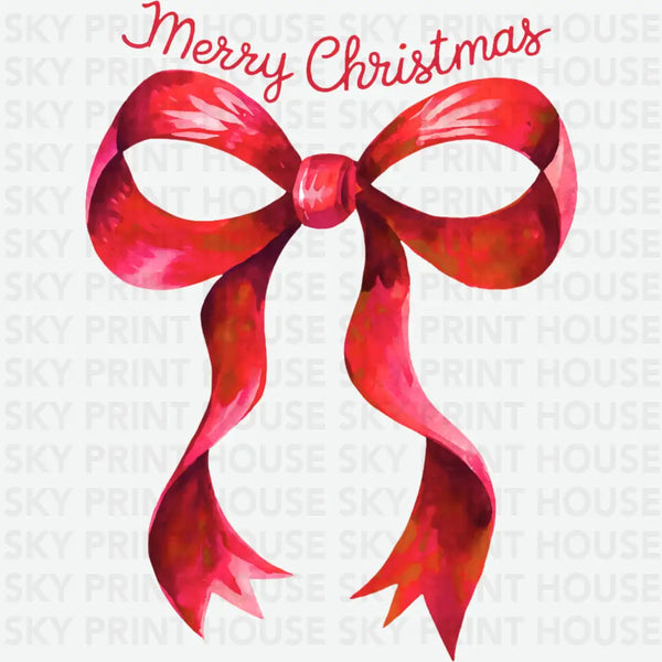 Coquette Red Bow Merry Christmas - Christmas Ready to Press DTF Transfer