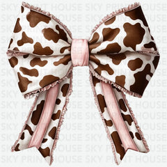 Cow Print Bow Western Ready to Press DTF Transfer