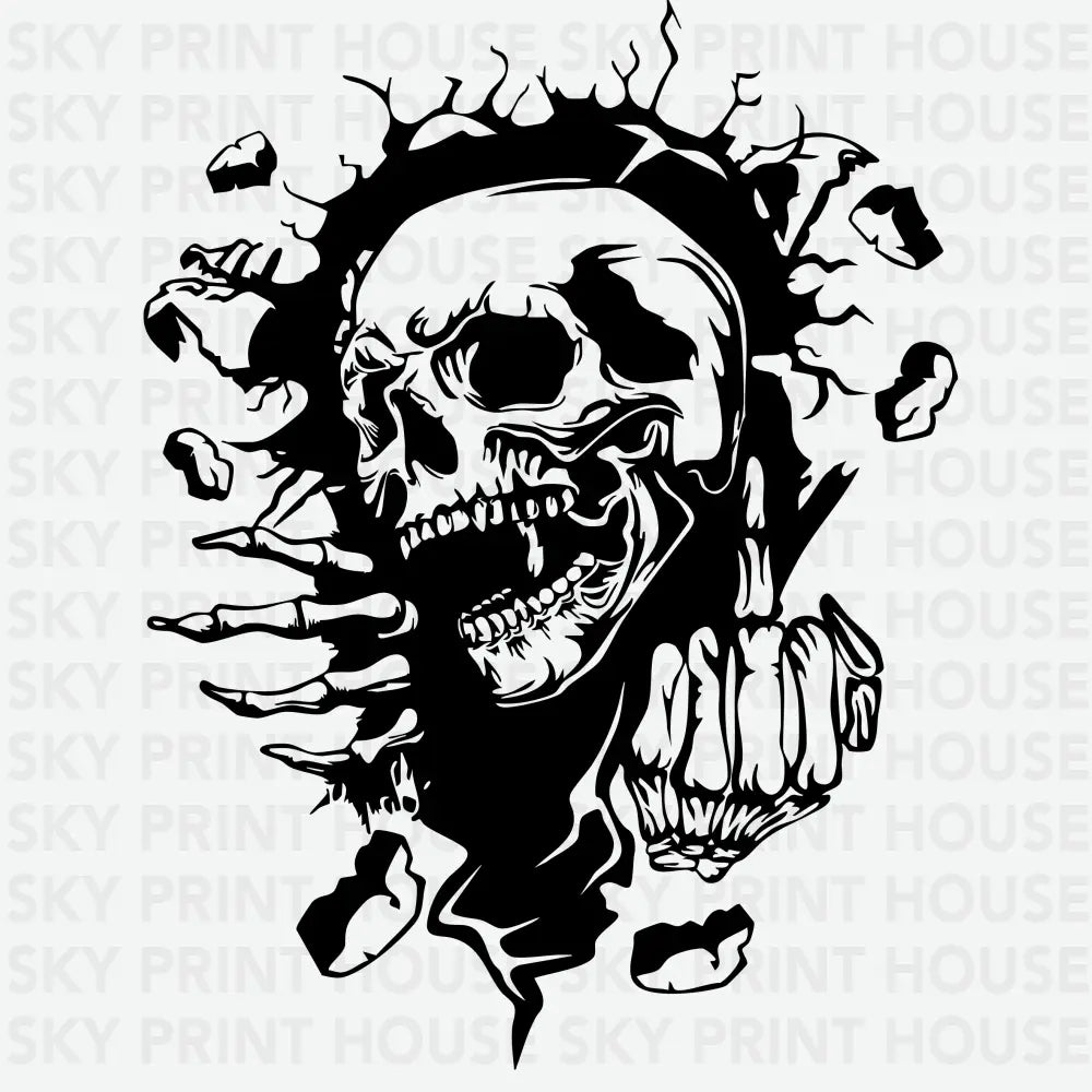 Creepy Skull Halloween Ready to Press DTF Transfer