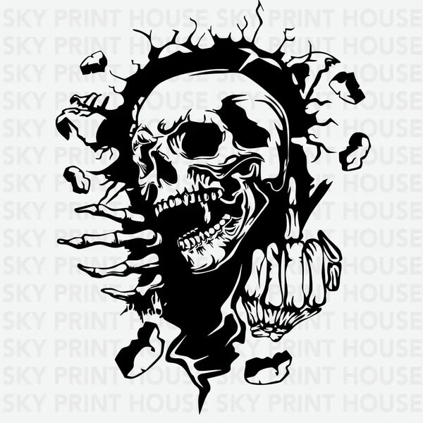 Creepy Skull - Halloween Ready to Press DTF Transfer
