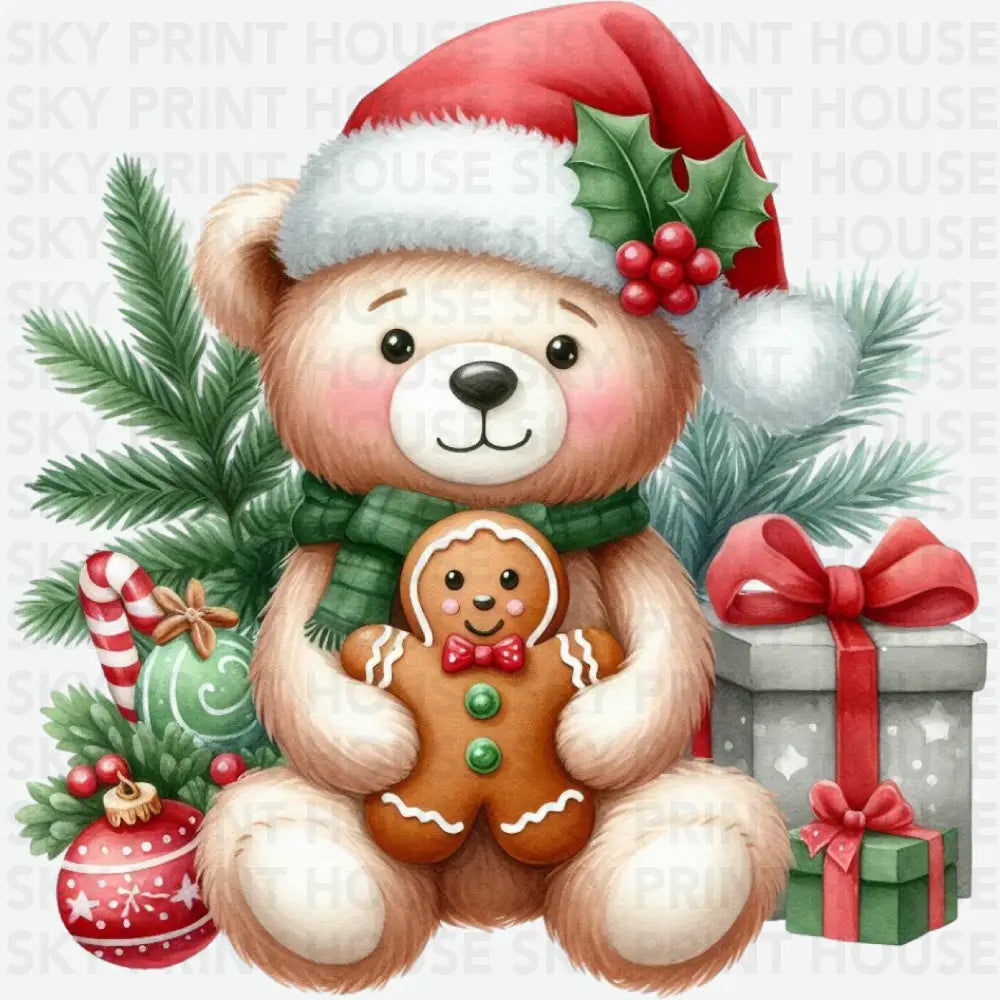 Cute Christmas Bear - Ready to Press DTF Transfer