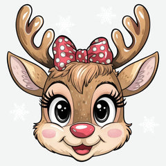 Cute Girl Reindeer - Christmas Ready to Press DTF Transfer