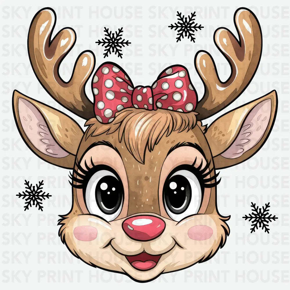 Cute Girl Reindeer - Christmas Ready to Press DTF Transfer