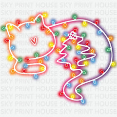 Cute Kitty with Lights - Christmas Ready to Press DTF Transfer