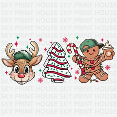 Cute Reindeer & Gingerbread - Christmas Ready to Press DTF Transfer
