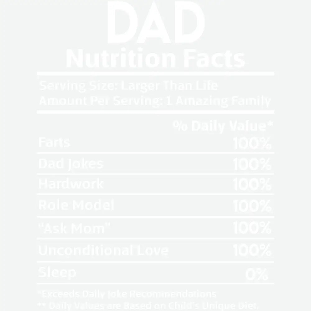 Dad Nutrition Facts Father’s Day Ready to Press DTF Transfer