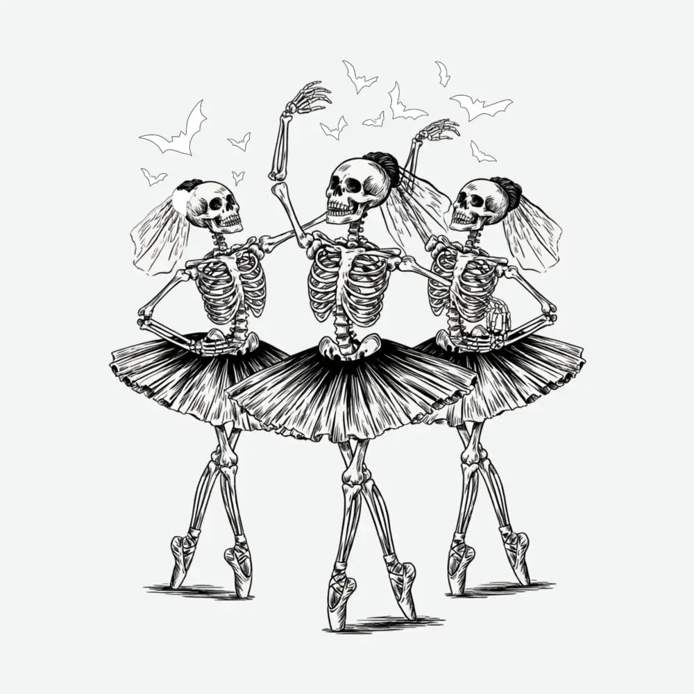 Dancing Ballet Skeletons Halloween Ready to Press DTF Transfer
