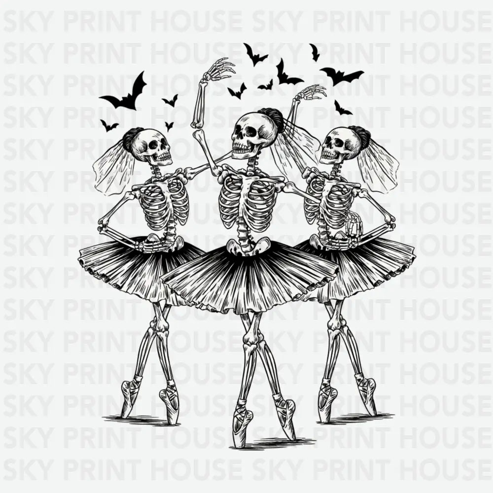 Dancing Ballet Skeletons Halloween Ready to Press DTF Transfer
