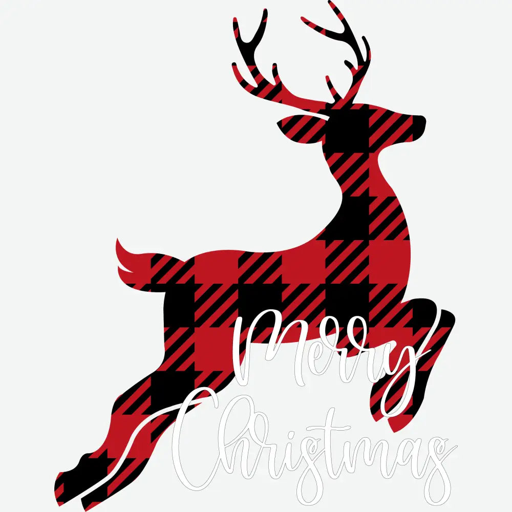Deer Buffalo Plaid Merry Christmas - Christmas Ready to Press DTF Transfer