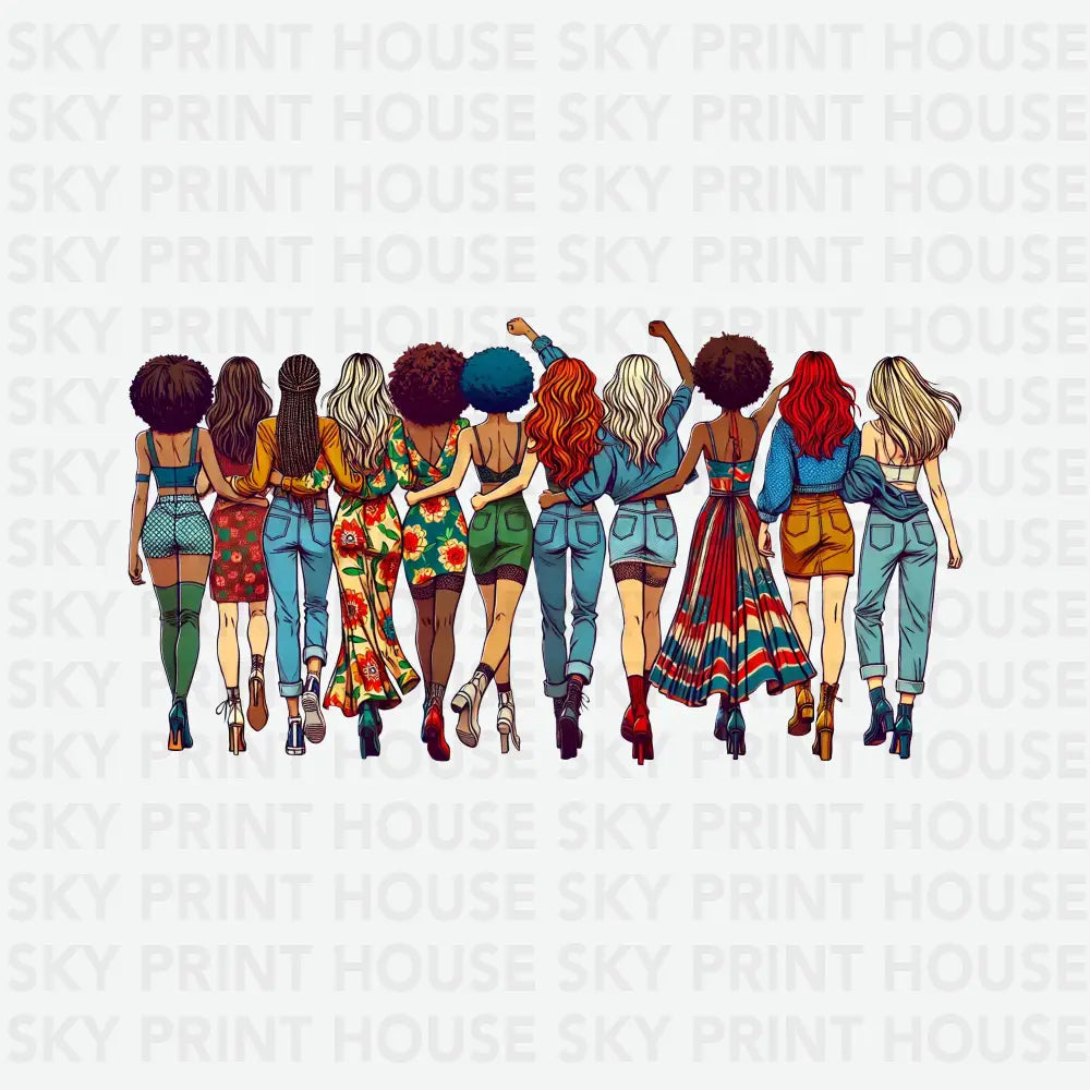 Diverse Women Unity Human Rights Ready to Press DTF Transfer