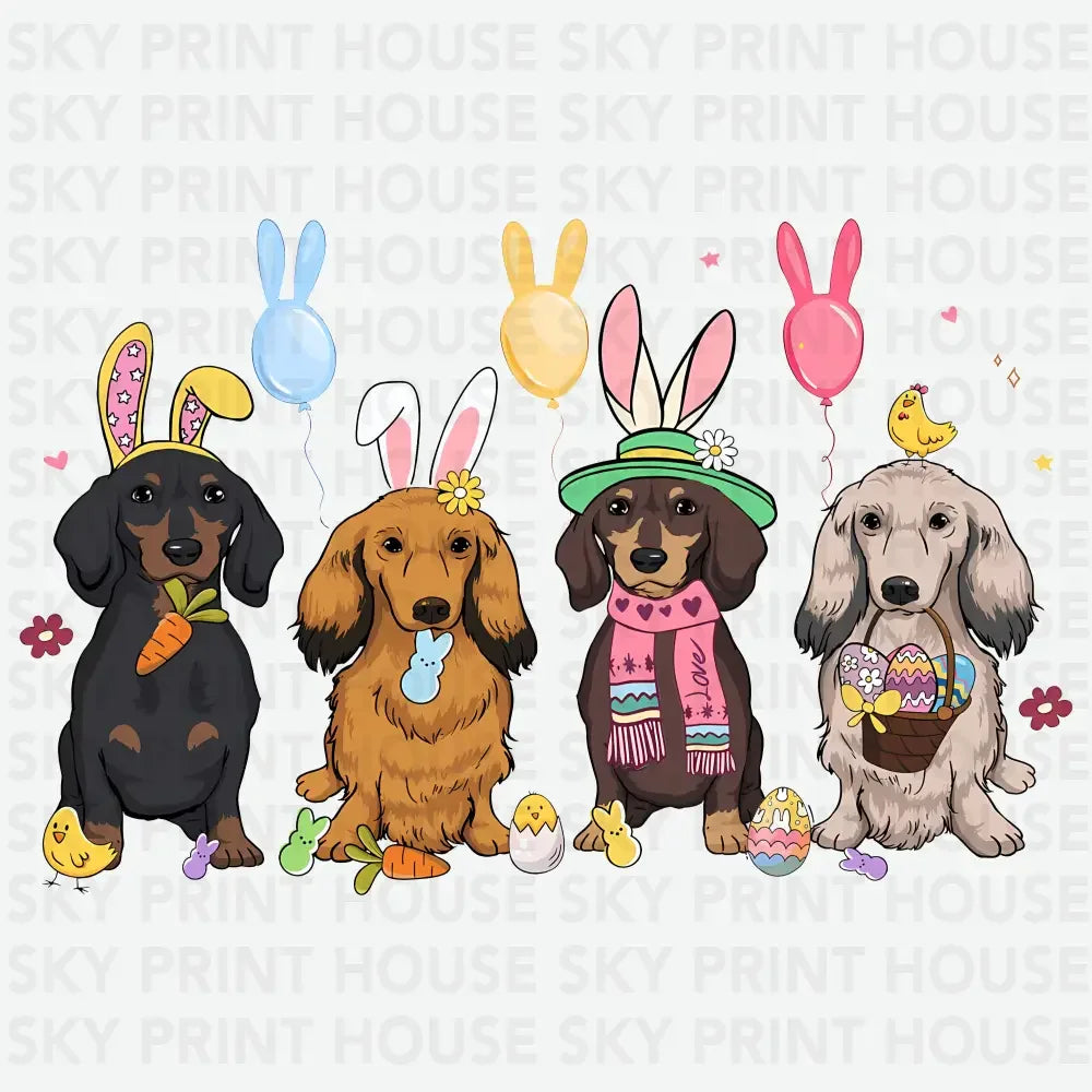 Easter Dogs with Bunny Ears Easter Ready to Press DTF Transfer
