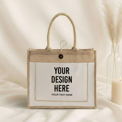 Custom Closure Jute Tote Bag