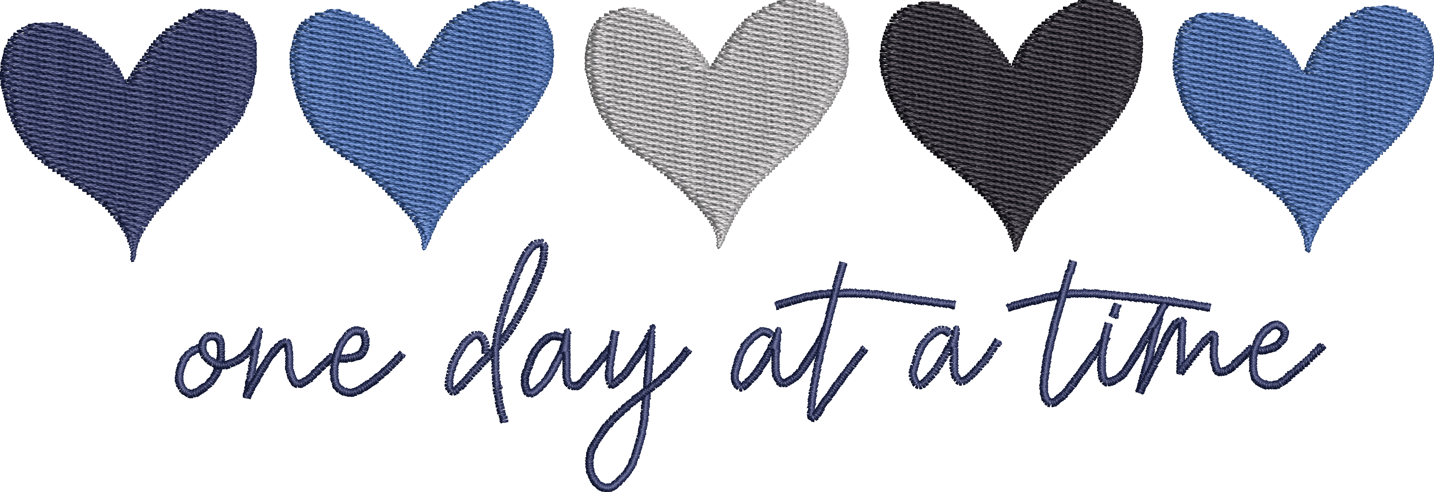 Blue Heart One Day At A Time - Embroidery Design