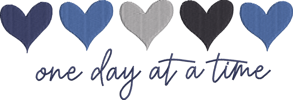 Blue Heart One Day At A Time - Embroidery Design