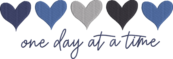 Blue Heart One Day At A Time - Embroidery Design