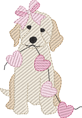 Pink Bow Heart Dog - Embroidery Design