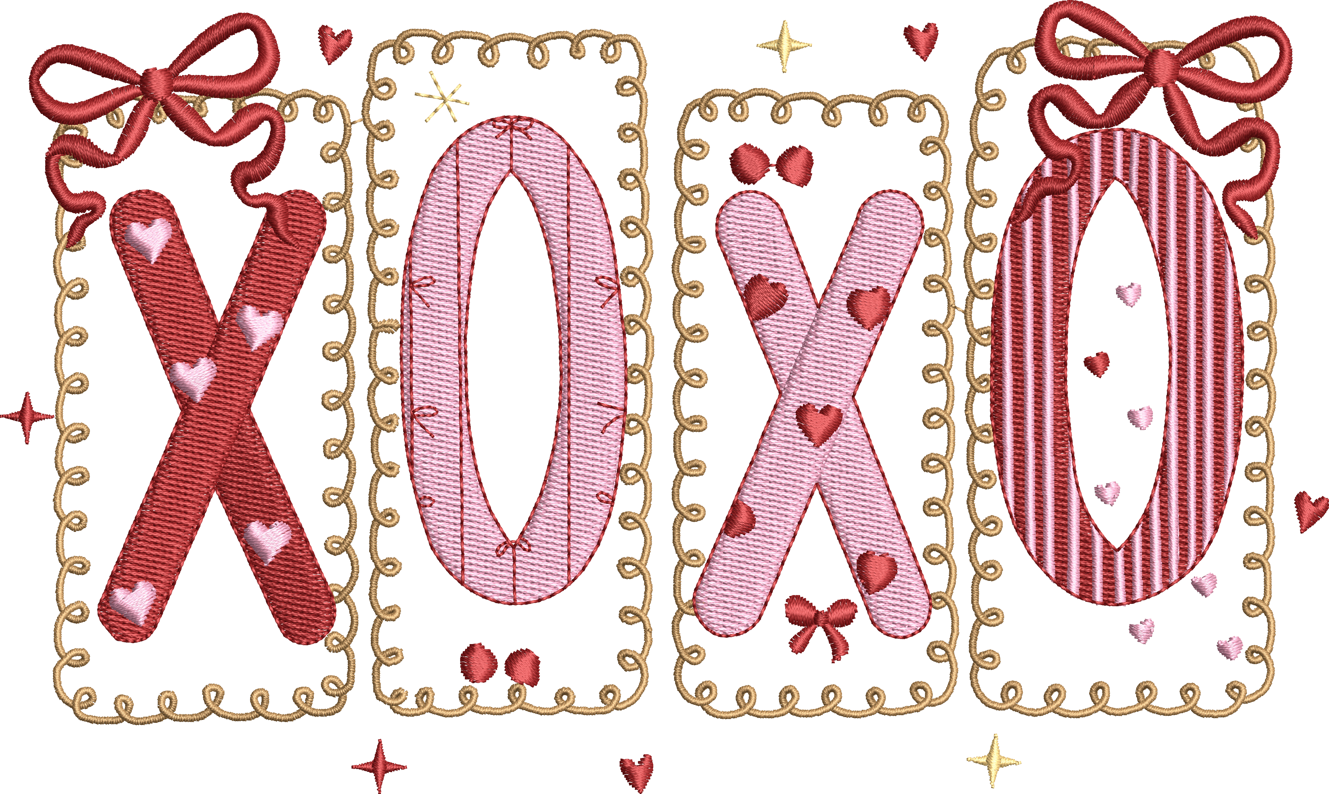 Valentines Day Bow Xoxo - Embroidery Design