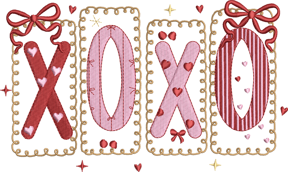 Valentines Day Bow Xoxo - Embroidery Design