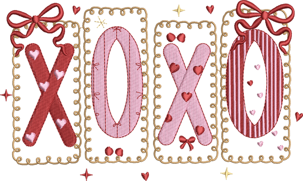 Valentines Day Bow Xoxo - Embroidery Design