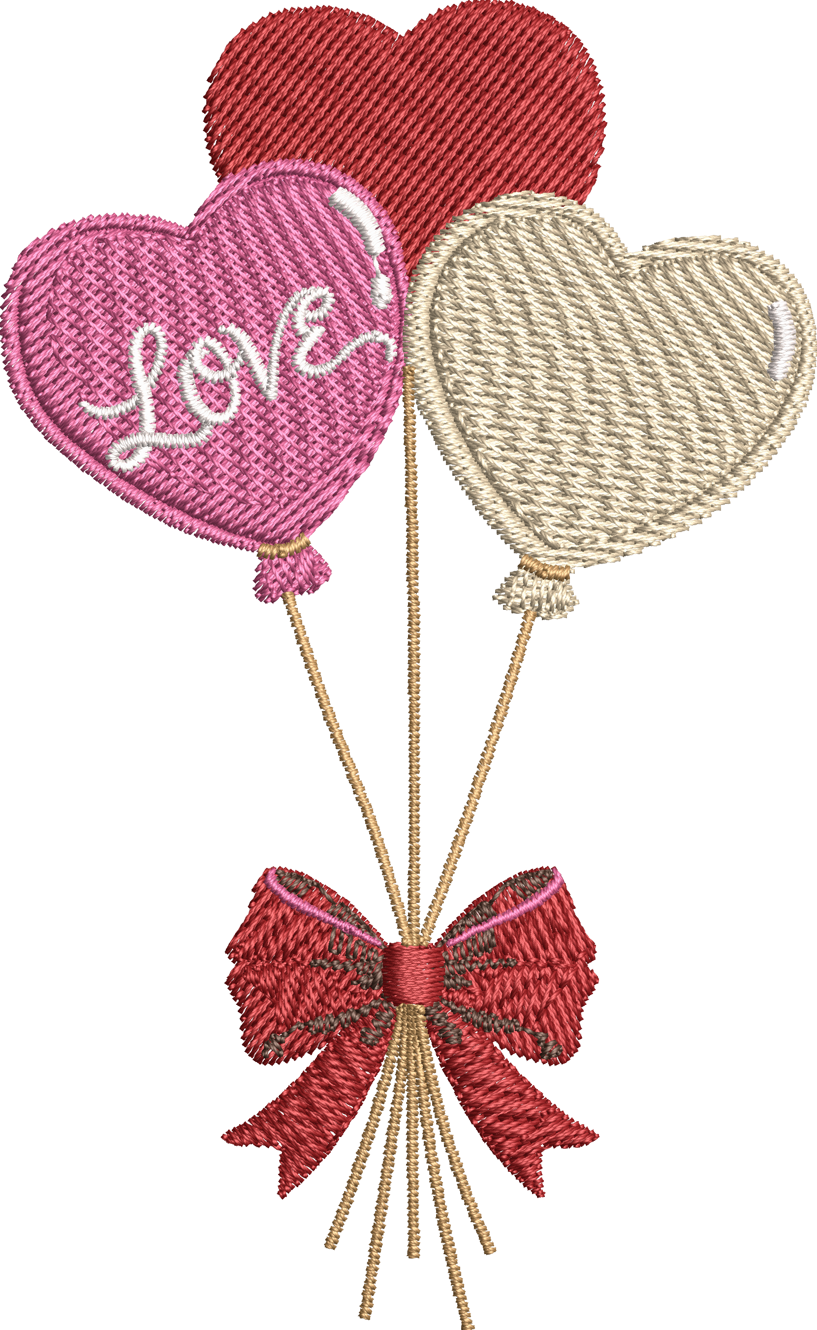Valentines Day Love Heart Balloons - Embroidery Design