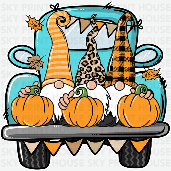 Fall Gnomes Truck Pumpkins - Fall Ready to Press DTF Transfer