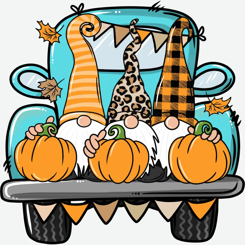 Fall Gnomes Truck Pumpkins Fall Ready to Press DTF Transfer