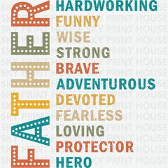 Father Adjectives Father’s Day Ready to Press DTF Transfer