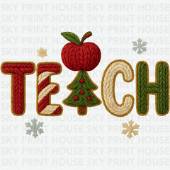 Faux Yarn Christmas Teach - Christmas Ready to Press DTF Transfer