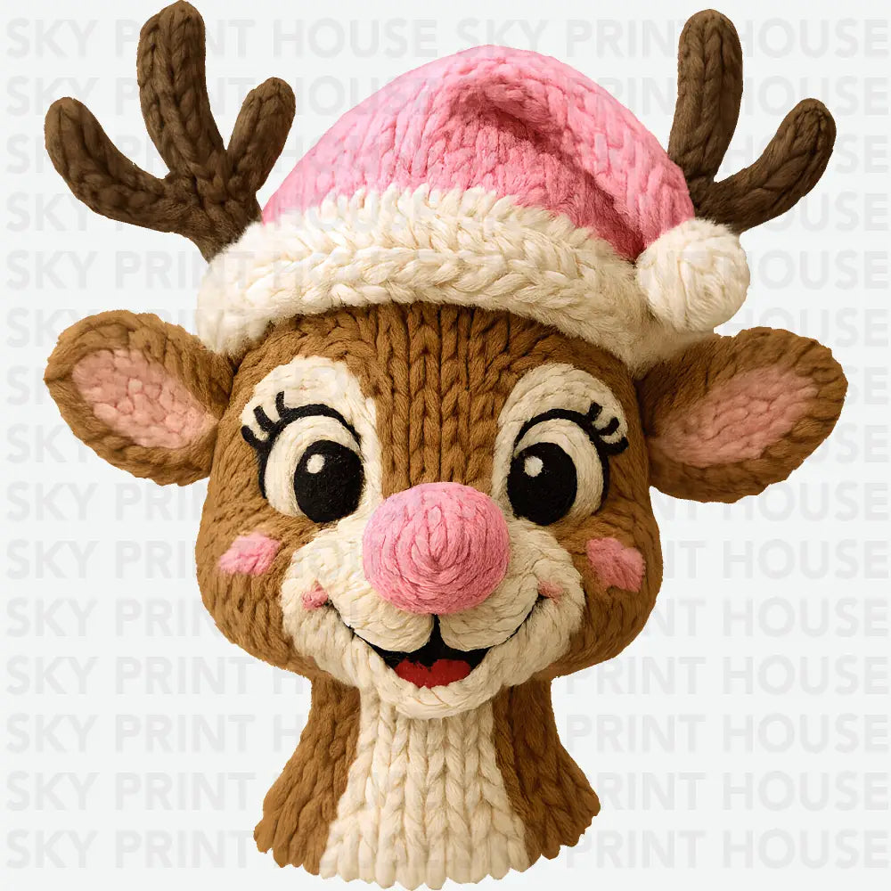 Faux Yarn Crochet Reindeer - Christmas Ready to Press DTF Transfer