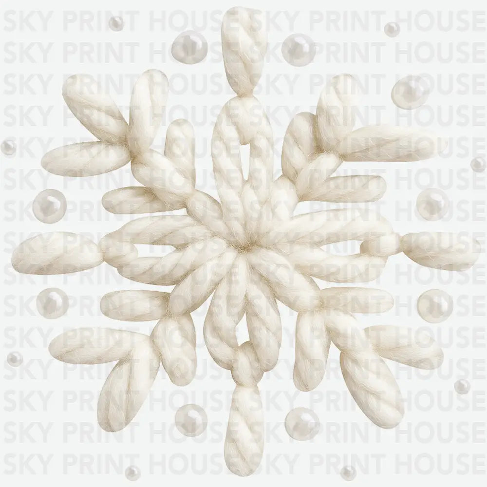 Faux Yarn Crochet Snowflakes - Christmas Ready to Press DTF Transfer