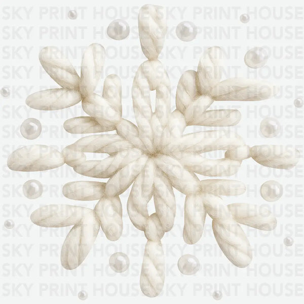 Faux Yarn Crochet Snowflakes - Christmas Ready to Press DTF Transfer