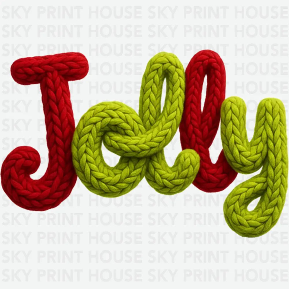Faux Yarn Jolly Christmas - Christmas Ready to Press DTF Transfer