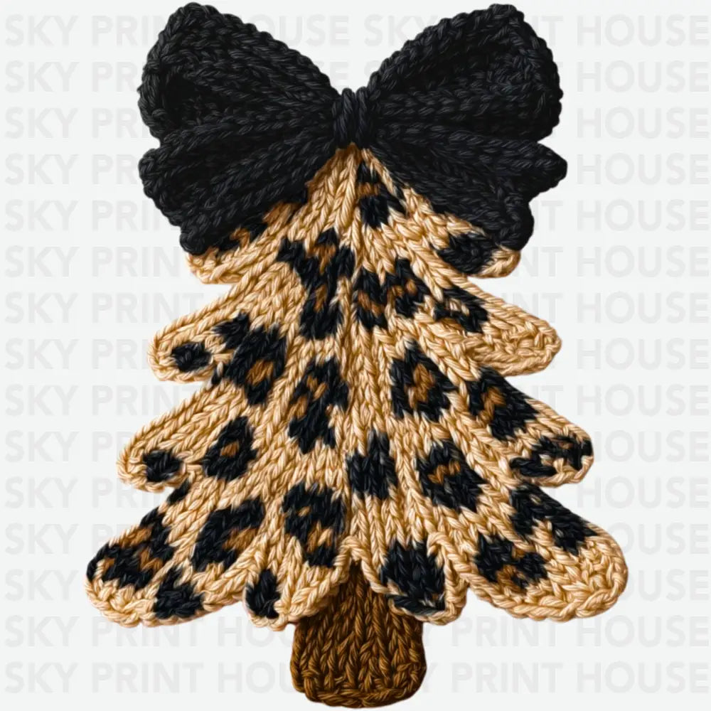 Faux Yarn Leopard Christmas Tree - Christmas Ready to Press DTF Transfer