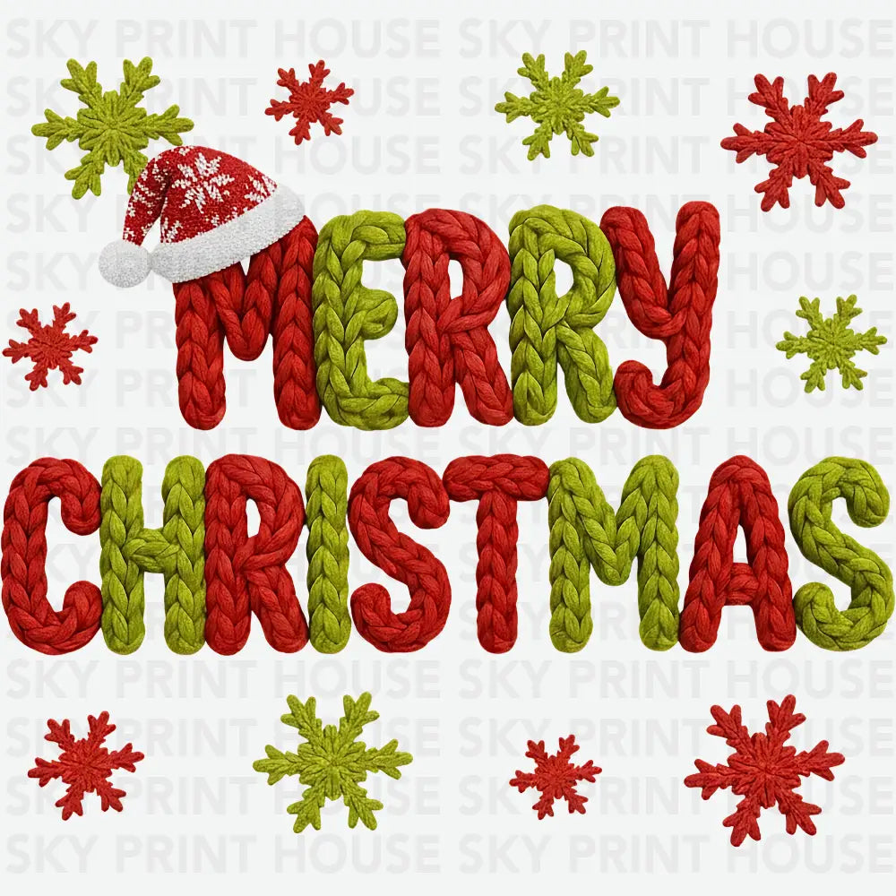 Faux Yarn Merry Christmas - Christmas Ready to Press DTF Transfer