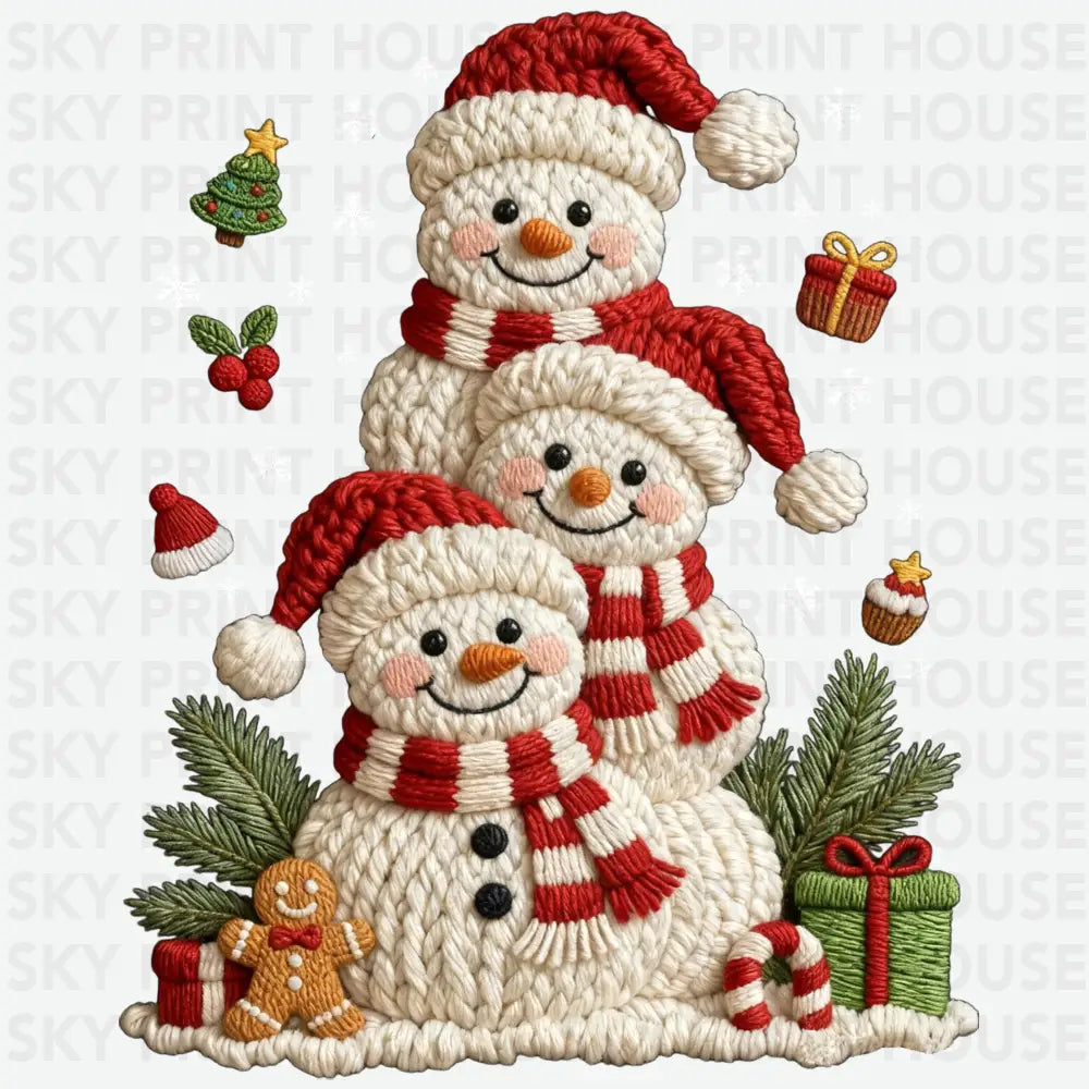 Faux Yarn Snowman - Christmas Ready to Press DTF Transfer