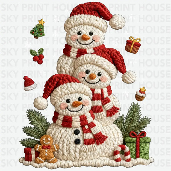 Faux Yarn Snowman - Christmas Ready to Press DTF Transfer